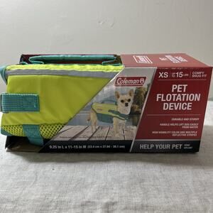 Coleman Dog Life Jacket Vest for Flotation for Pool Boat Beach Lake Teal Neon XS